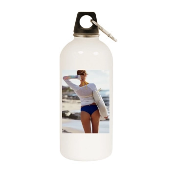 Candice Swanepoel White Water Bottle With Carabiner