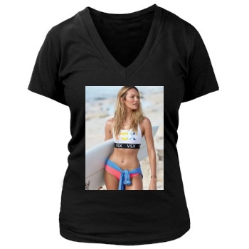 Candice Swanepoel Women's Deep V-Neck TShirt