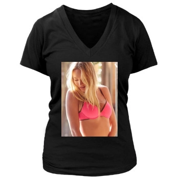 Candice Swanepoel Women's Deep V-Neck TShirt