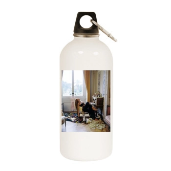 Carla Bruni White Water Bottle With Carabiner