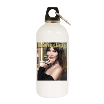 Carla Bruni White Water Bottle With Carabiner