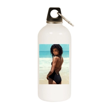 Cora Emmanuel White Water Bottle With Carabiner