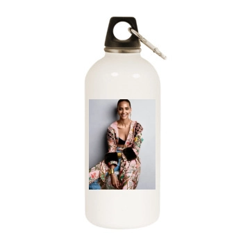 Cora Emmanuel White Water Bottle With Carabiner