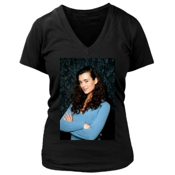 Cote De Pablo Women's Deep V-Neck TShirt