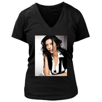 Catherine Zeta-Jones Women's Deep V-Neck TShirt