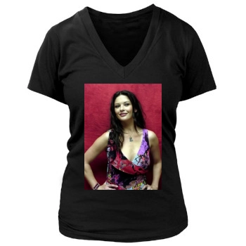 Catherine Zeta-Jones Women's Deep V-Neck TShirt