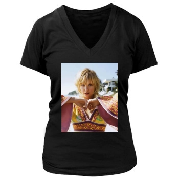 Charlize Theron Women's Deep V-Neck TShirt