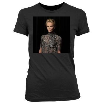 Charlize Theron Women's Junior Cut Crewneck T-Shirt