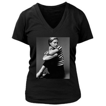 Charlize Theron Women's Deep V-Neck TShirt