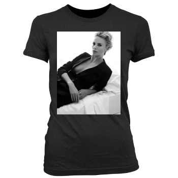 Charlize Theron Women's Junior Cut Crewneck T-Shirt