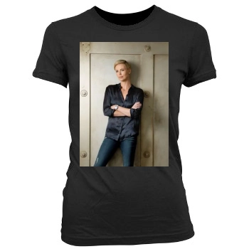 Charlize Theron Women's Junior Cut Crewneck T-Shirt