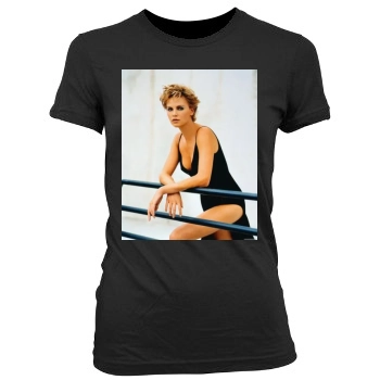 Charlize Theron Women's Junior Cut Crewneck T-Shirt