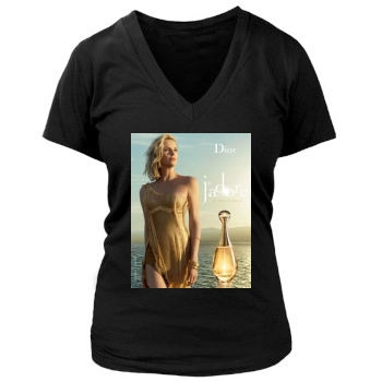 Charlize Theron Women's Deep V-Neck TShirt