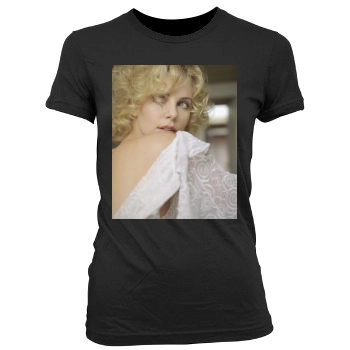 Charlize Theron Women's Junior Cut Crewneck T-Shirt