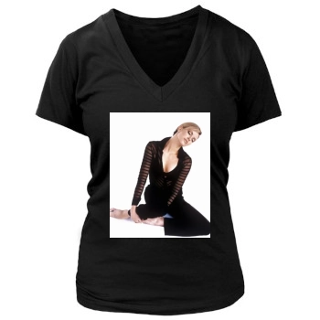 Charlize Theron Women's Deep V-Neck TShirt