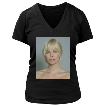 Charlize Theron Women's Deep V-Neck TShirt