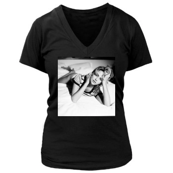 Charlize Theron Women's Deep V-Neck TShirt