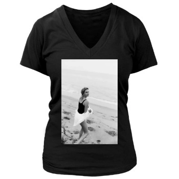 Charlize Theron Women's Deep V-Neck TShirt