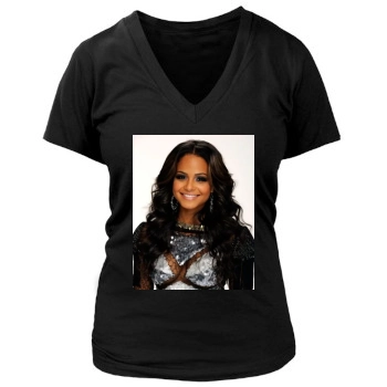 Christina Milian Women's Deep V-Neck TShirt