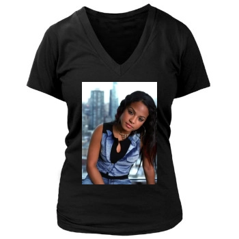 Christina Milian Women's Deep V-Neck TShirt