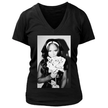 Christina Milian Women's Deep V-Neck TShirt