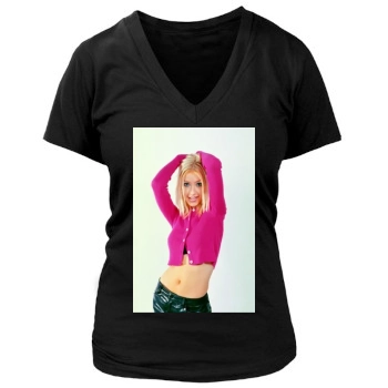 Christina Aguilera Women's Deep V-Neck TShirt