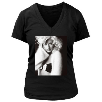 Christina Aguilera Women's Deep V-Neck TShirt