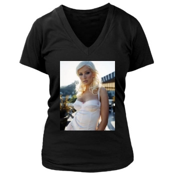 Christina Aguilera Women's Deep V-Neck TShirt