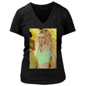 Christina Aguilera Women's Deep V-Neck TShirt