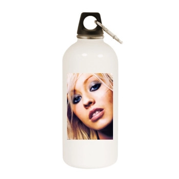 Christina Aguilera White Water Bottle With Carabiner