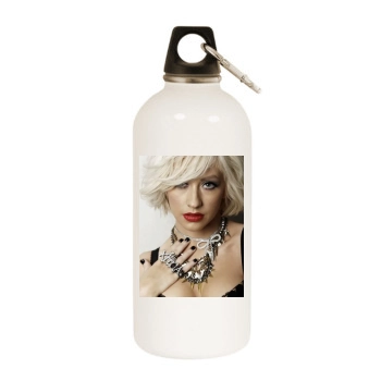 Christina Aguilera White Water Bottle With Carabiner