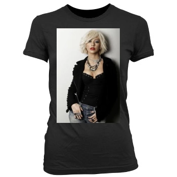 Christina Aguilera Women's Junior Cut Crewneck T-Shirt