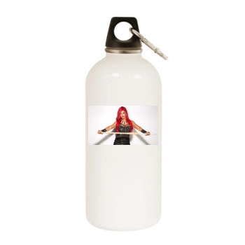 Eva Marie White Water Bottle With Carabiner
