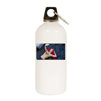 Eva Marie White Water Bottle With Carabiner