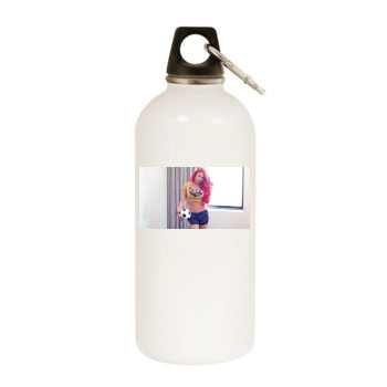 Eva Marie White Water Bottle With Carabiner