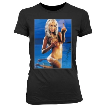 Christina Aguilera Women's Junior Cut Crewneck T-Shirt