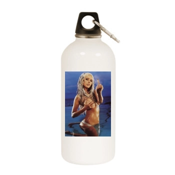 Christina Aguilera White Water Bottle With Carabiner