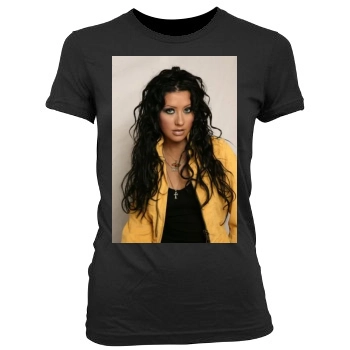 Christina Aguilera Women's Junior Cut Crewneck T-Shirt