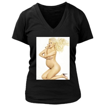 Christina Aguilera Women's Deep V-Neck TShirt