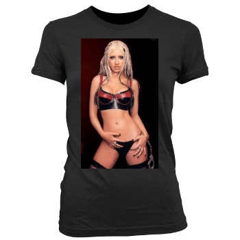 Christina Aguilera Women's Junior Cut Crewneck T-Shirt