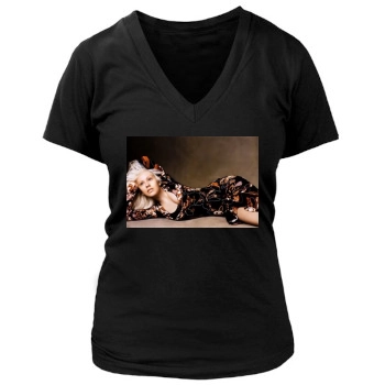 Christina Aguilera Women's Deep V-Neck TShirt