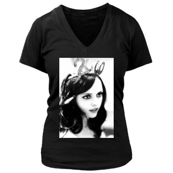 Christina Ricci Women's Deep V-Neck TShirt