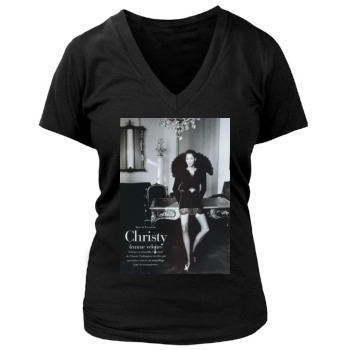 Christy Turlington Women's Deep V-Neck TShirt