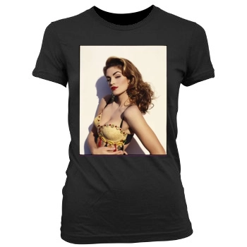 Cindy Crawford Women's Junior Cut Crewneck T-Shirt