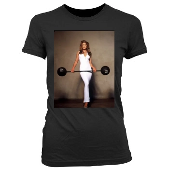 Cindy Crawford Women's Junior Cut Crewneck T-Shirt