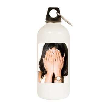 Freida Pinto White Water Bottle With Carabiner