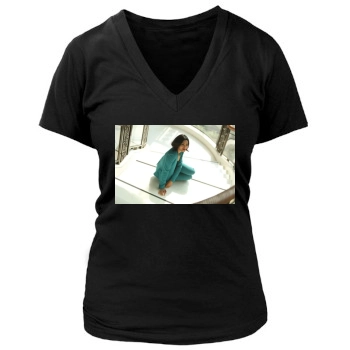 Freida Pinto Women's Deep V-Neck TShirt