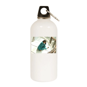 Freida Pinto White Water Bottle With Carabiner