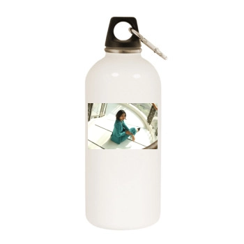 Freida Pinto White Water Bottle With Carabiner