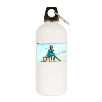 Freida Pinto White Water Bottle With Carabiner